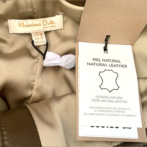 Massimo Dutti Leather Midi Skirt NWT - Picture 5 of 6